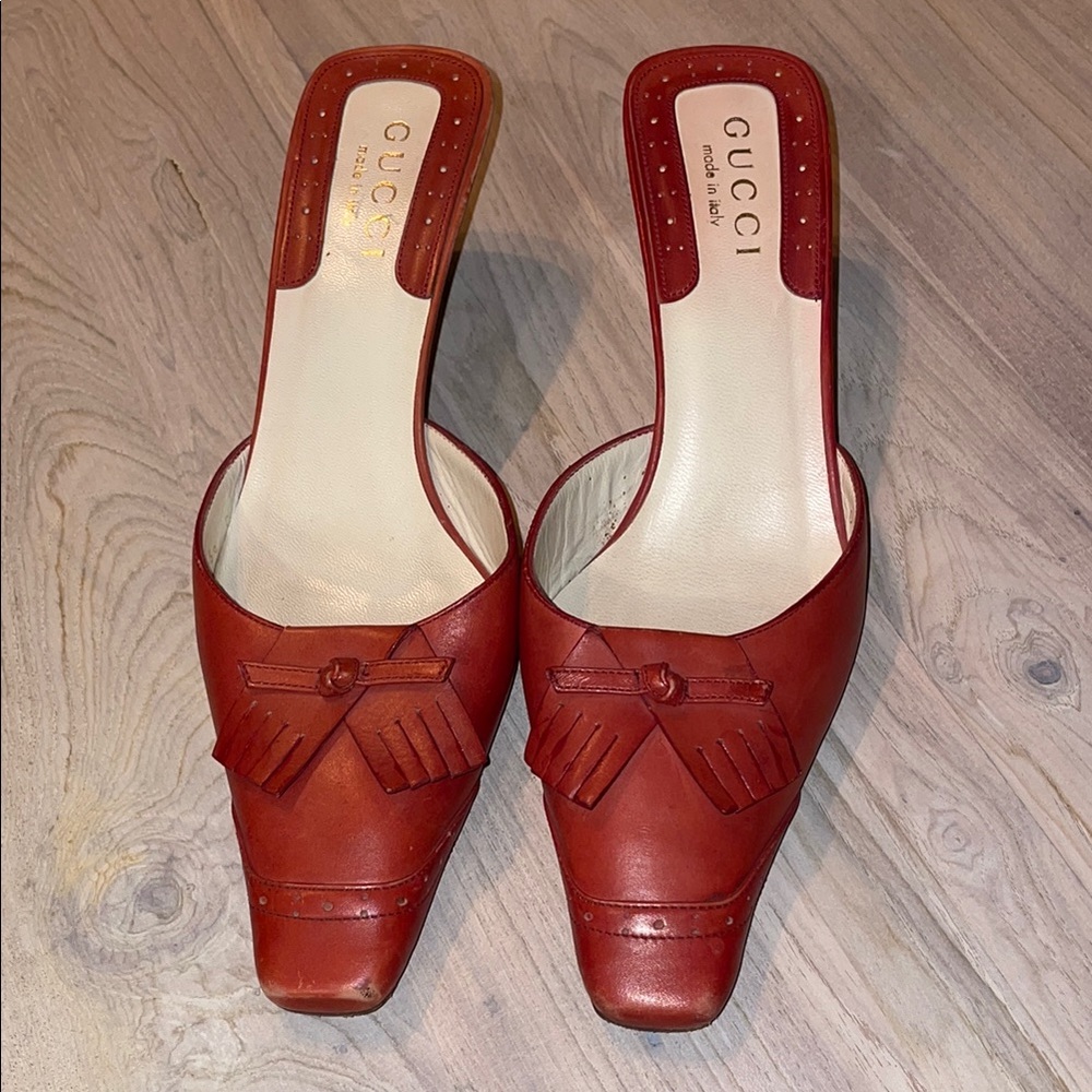 Gucci Red Mules with Bow Detail - Picture 6 of 6
